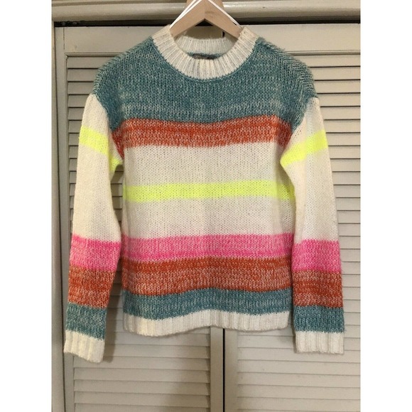 LOVE X DESIGN Pink Orange Stripe Knit Sweater Small NWOT - Picture 1 of 6